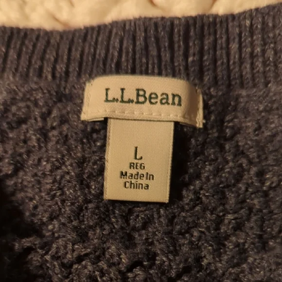 L.L. Bean Blue Crew Neck Sweater Knit Relaxed Fit - Picture 2 of 2